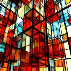 Stunning Abstract Architecture: A Colorful Glass Cube Structure