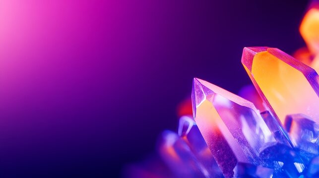 Vibrant close-up of colorful crystals with a soft gradient background, showcasing intricate details