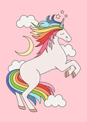 Whimsical Rainbow Unicorn Illustration