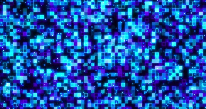 Abstract Vibrant Blue Pixel Data Blocks Technology Background 4K