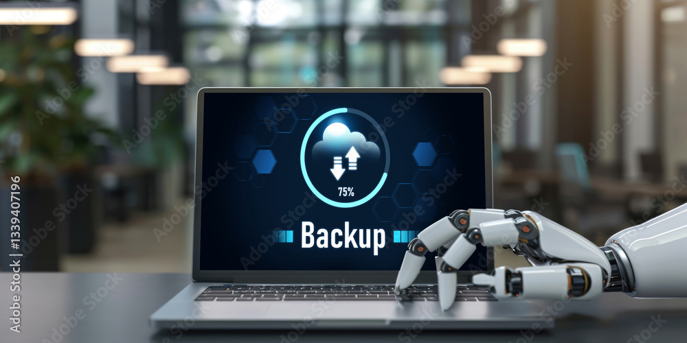 Poster backup storage data internet technology business concept. database storage cloud technology file dat