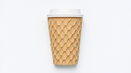A unique coffee cup designed to resemble a waffle cone, perfect for a creative beverage presentation.