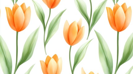 Obraz premium Seamless tulip pattern, a vibrant floral design for spring