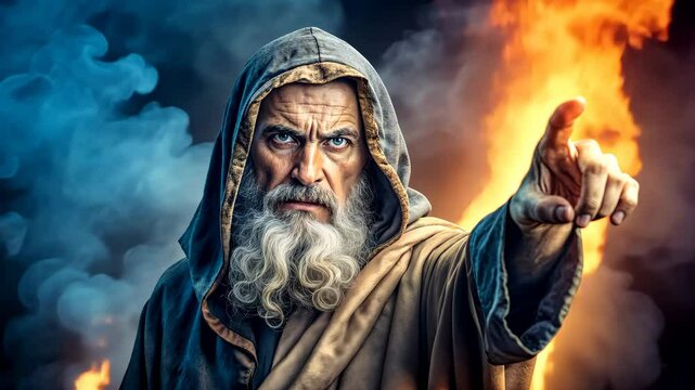 Prophet of God pointing and warning people of their sins 4K