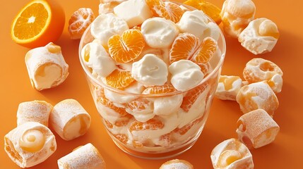 Orange dessert served. Sweet treat for a party
