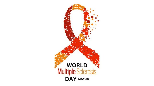 world Multiple sclerosis awareness day, Multiple sclerosis ribbon. Multiple sclerosis awareness poster with an orange ribbon made of dots on white background. Symbol of multiple sclerosis. 