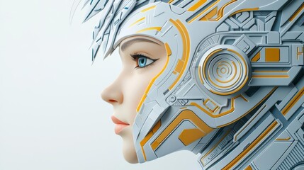 Futuristic robot profile with intricate design and expressive features.