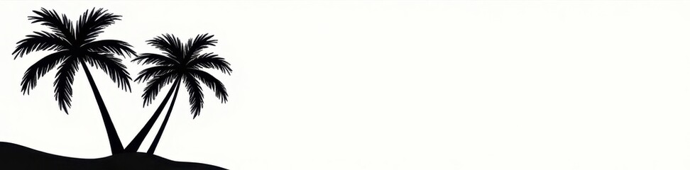 Elegant black palm tree line art, clean background , digital, sketch