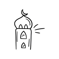 Fototapeta premium Minaret line doodle icon with white background vector stock illustration