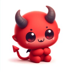 Fototapeta premium A little cute devil isolated on white background
