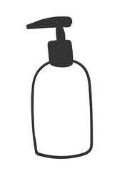 Vector line art illustration of bottle with dispenser