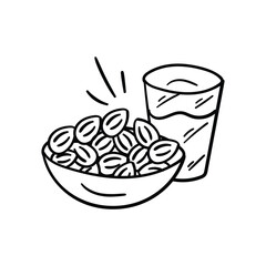 Iftar line doodle icon with white background vector stock illustration