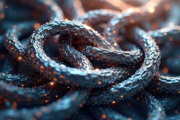 Intertwined silver threads forming a fractal-like motif, precious, thread