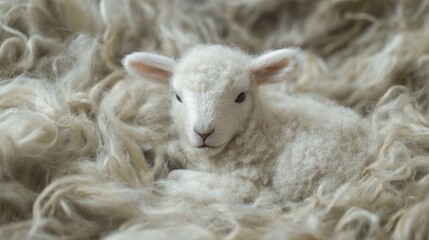 Obraz premium Precious Newborn Lamb in a Cloud of Wool