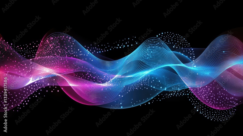 Poster high-tech network background with glowing data lines and abstract grid designs, symbolizing modern c