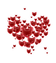 Cloud of hearts on transparent background