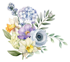 Bouquet of pastel flowers. Floral wedding decoration.
