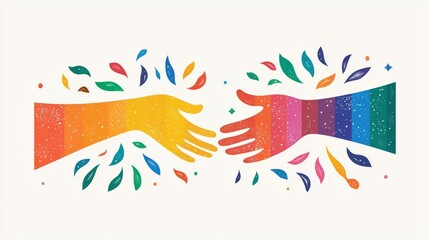 Obraz premium Colorful hands reaching out, symbolizing unity, diversity, and connection in a vibrant and artistic representation.