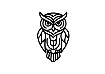 Obraz premium Elegant Line Art Owl Design: A Geometric Bird Illustration