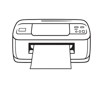 recommend clip art: Printer isolated on white background. Modern printing technology: office printer outline.