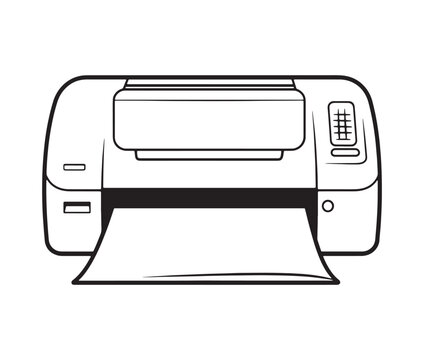 recommend clip art: Printer isolated on white background. Modern printing technology: office printer outline.