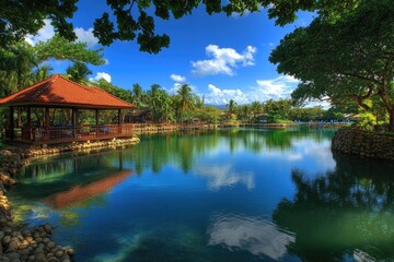 Obraz premium Davao: Stunning Beach Resort with Breathtaking Views of Sky and Water