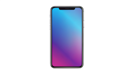 Mobile phone with blank screen isolated on white background