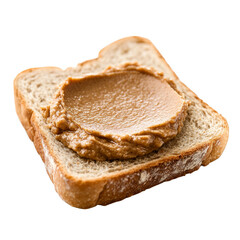 Thick nutty paste spread on bread, healthy breakfast