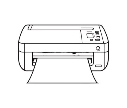 recommend clip art: Printer isolated on white background. Modern printing technology: office printer outline.