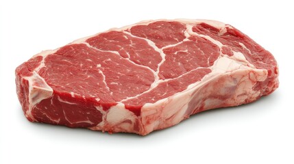 Spoiled beef steak with a strong ammonia smell and brownish color, raw meat contamination warning. Copy space.