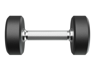 Blank Round Rubber Dumbbell, weightlifting gym equipment side view, isolated on white background. 3D illustration