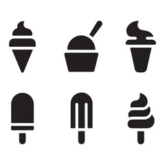  Ice Cream Vector icon Logo for Silhouettes line Style