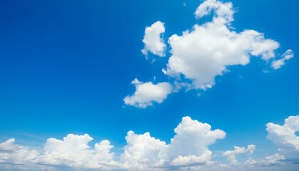 Blue Sky with Fluffy White Clouds Beautiful Nature Background