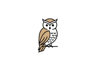 Obraz premium Elegant Owl Line Art Illustration Design Minimalist Bird Icon Graphic