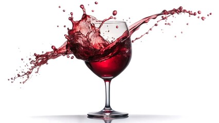Red wine splashing and pouring into a glass