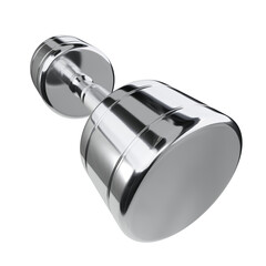 Blank Round Dumbbell, chrome weightlifting gym equipment wide angle view, isolated on white background. 3D illustration