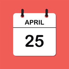 April 25. Daily Calendar icon for design. Simple design for business brochure, flyer, print media, advertisement. Easily editable.