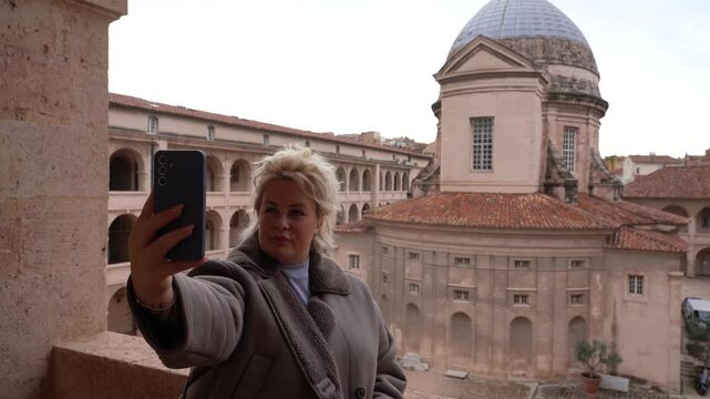 Marseille, France, February 2, 2025: View of the Vielle Charite. A cultural center in a former 17th-century almshouse with a dome