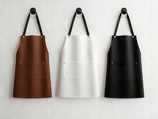 Crafting stylish aprons for culinary adventures modern kitchen product photography minimalist design close-up fashion