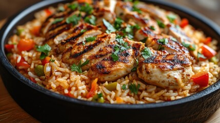 Grilled Chicken and Rice Dish with Veggies