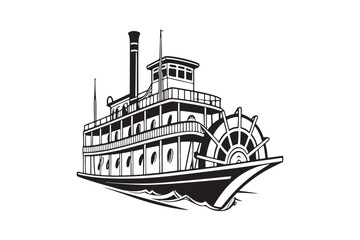 Obraz premium Riverboat silhouette vector