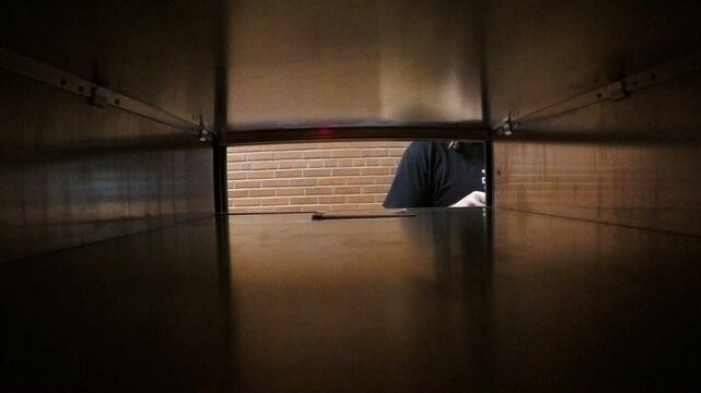 Mail Box Open and man gets letter