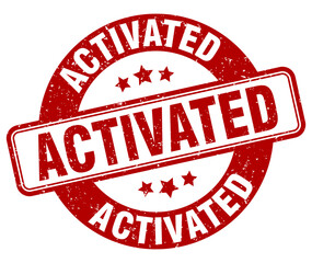 activated stamp. activated label. round grunge sign