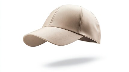 Fototapeta premium Sleek Beige Baseball Cap Floating in Sand