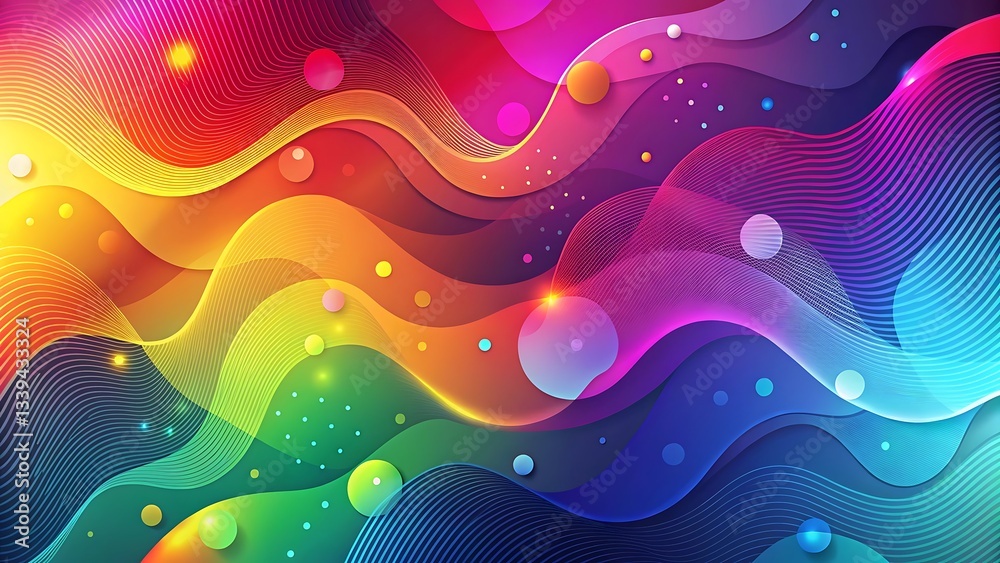 Poster abstract colorful wave design with flowing motion and fractal patterns