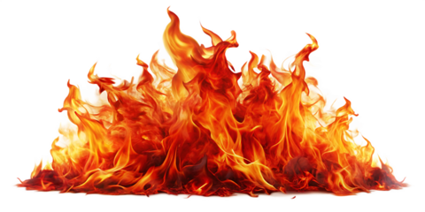  red hot fire isolated on white background PNG