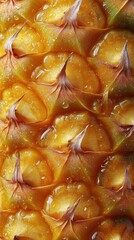 Fototapeta premium Close Up of Pineapple Skin with Water Droplets Showing Texture and Pattern in Natural Light