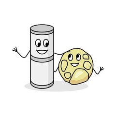 South Indian Food Puttu or steamed rice cake  with Papad. Cartoon characters who love each other