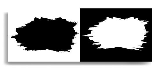 Abstract brush stroke vector background template set in black and white. Perfect for digital design, frame, textures, grunge, backgrounds, overlays, and creative projects.