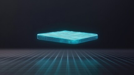 floating holographic game map concept interactive ui elements glowing in digital blue set against futuristic grid copy